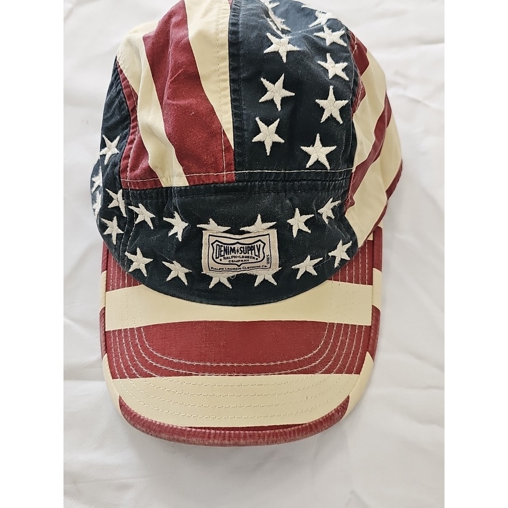 Ralph Lauren Polo Hat Cap Strap Back Denim & Supply Panel Adjustable Usa Star